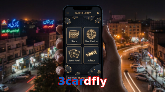 Main screen of 3Cardfly app page for PK players